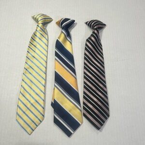 Lot of 3 Elegant Striped Kids Tie Set - Yellow, Blue, and Pink
